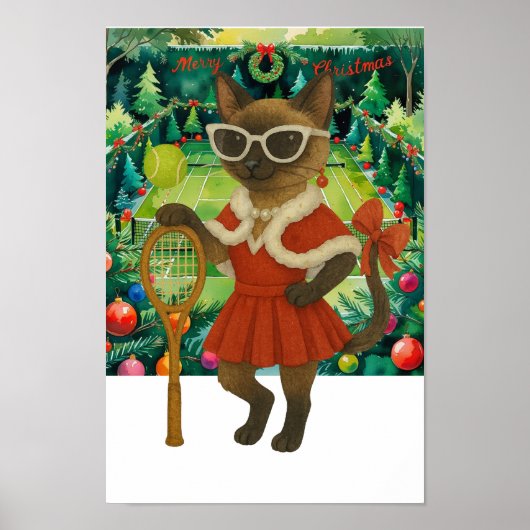 Tennis Christmas Themed dress for cat lovers Poste Poster (Voorkant)