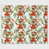Tennis Christmas themed fir Siamese cat Lovers Cadeaupapier (Vlak)