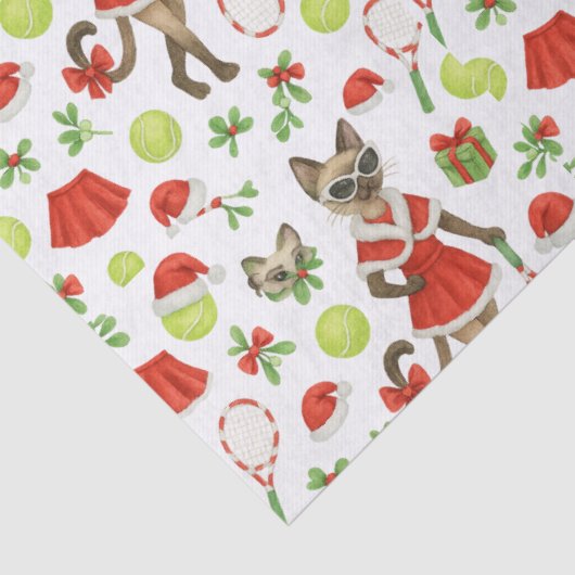 Tennis Christmas themed fir Siamese cat Lovers Tissuepapier (Detail)