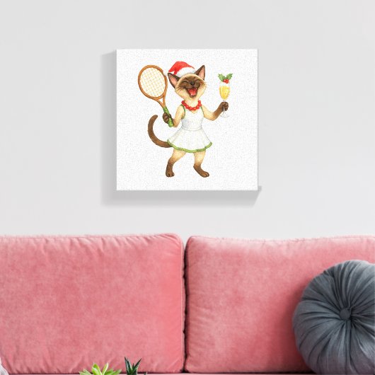 Tennis Christmas themed for Cat Lovers  Canvas Afdruk (Insitu (Woonkamer))