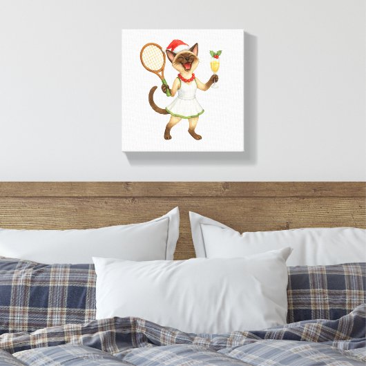 Tennis Christmas themed for Cat Lovers  Canvas Afdruk (Insitu (Slaapkamer))