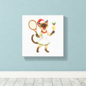 Tennis Christmas themed for Cat Lovers  Canvas Afdruk (Insitu (Houten vloer))