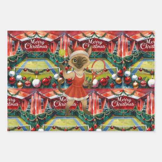 Tennis Christmas themed for Cat Lovers Inpakpapier Vel (Voorkant 2)