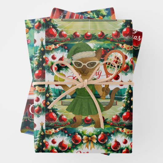 Tennis Christmas themed for Cat Lovers Inpakpapier Vel (In situ)