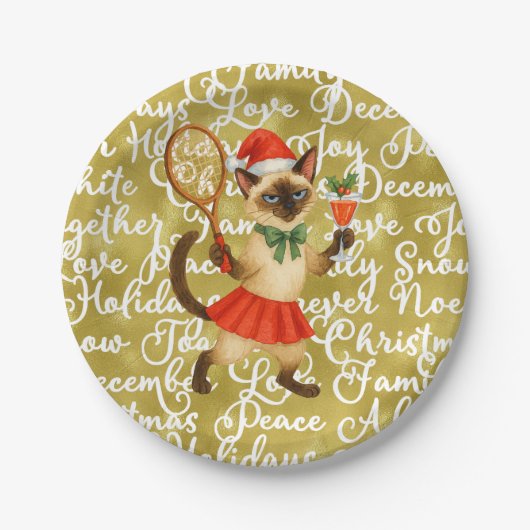 Tennis Christmas themed for Cat Lovers  Papieren Bordje (Voorkant)