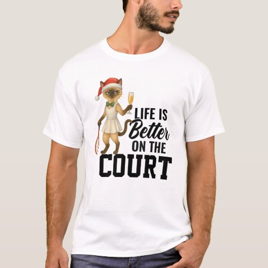Tennis Christmas themed for Cat lovers T-shirt (Voorkant)