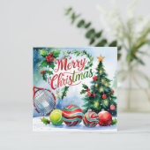 Tennis Christmas Themed for Player Feestdagenkaart (Staand voorkant)