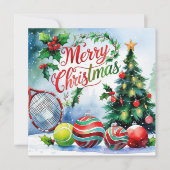 Tennis Christmas Themed for Player  Feestdagenkaart (Voorkant)