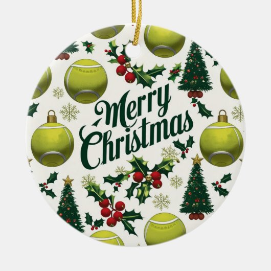 Tennis Christmas themed for Player Keramisch Ornament (Voorkant)