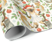 Tennis Christmas themed for player who loves cat Cadeaupapier (Rol Hoek)