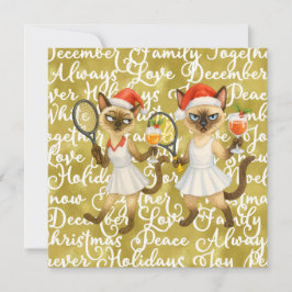 Tennis Christmas themed for player who loves cat Feestdagenkaart