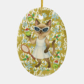 Tennis Christmas themed for player who loves cat Keramisch Ornament (Voorkant)