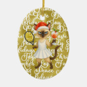 Tennis Christmas themed for player who loves cat Keramisch Ornament (Voorkant)