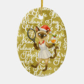 Tennis Christmas themed for player who loves cat Keramisch Ornament (Voorkant)