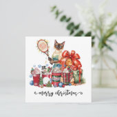 Tennis Christmas themed for Siamese Cat lovers Feestdagenkaart (Staand voorkant)