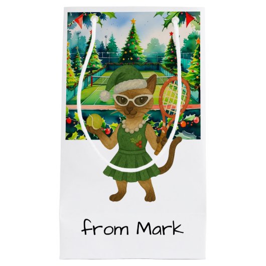 Tennis Christmas Themed for Siamese Cat Lovers Klein Cadeauzakje (Voorkant)