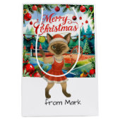 Tennis Christmas Themed for Siamese Cat Lovers Medium Cadeauzakje (Voorkant)