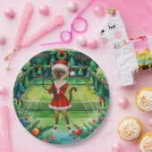Tennis Christmas themed for Siamese Cat Lovers Papieren Bordje (Feest)