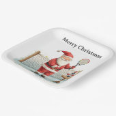 Tennis Christmas themed  SANTA  playing tennis Papieren Bordje (Gebogen)