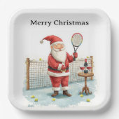 Tennis Christmas themed  SANTA  playing tennis Papieren Bordje (Voorkant)