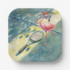 Tennis Christmas with Flamingo themed Papieren Bordje