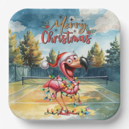 Tennis Christmas with Flamingo themed Papieren Bordje