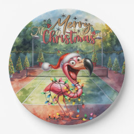 Tennis Christmas with Flamingo themed Papieren Bordje