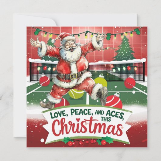 Tennis Christmas with Sabta and tennis ball Feestdagenkaart (Voorkant)