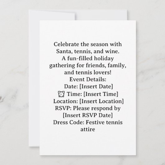 Tennis Christmas with Santa Claus at Court Kaart (Achterkant)