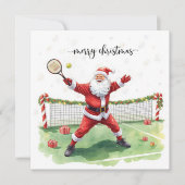 Tennis Christmas with Santa Claus Feestdagenkaart (Voorkant)