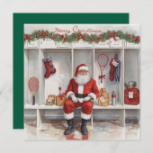 Tennis Christmas with Santa Claus Feestdagenkaart (Voorkant / Achterkant)