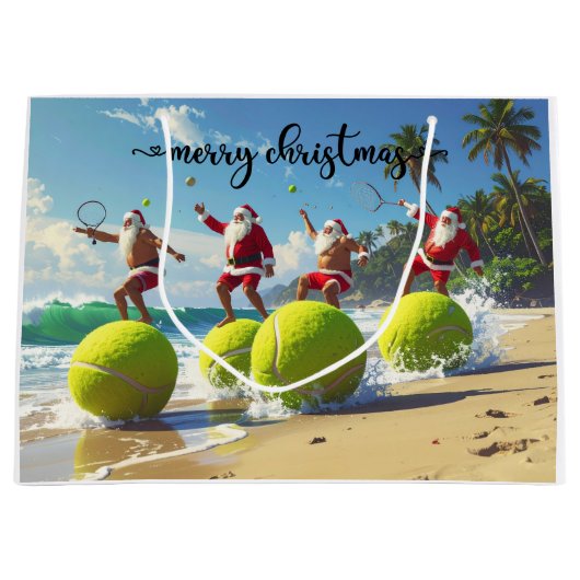 Tennis Christmas with Santa Claus Groot Cadeauzakje (Voorkant)