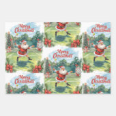 Tennis Christmas with Santa Claus serving on court Inpakpapier Vel (Voorkant 3)
