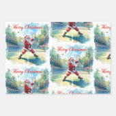 Tennis Christmas with Santa Claus serving on court Inpakpapier Vel (Voorkant 2)