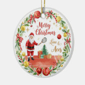 Tennis Christmas with Santa Claus with ball wreath Keramisch Ornament (Links)