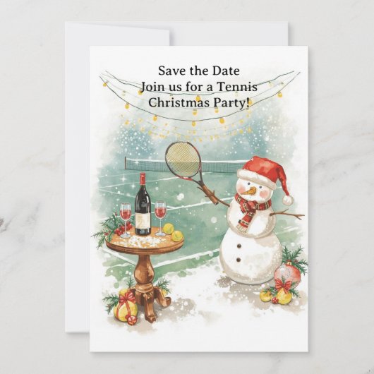 Tennis Christmas with Snowman  Kaart (Voorkant)