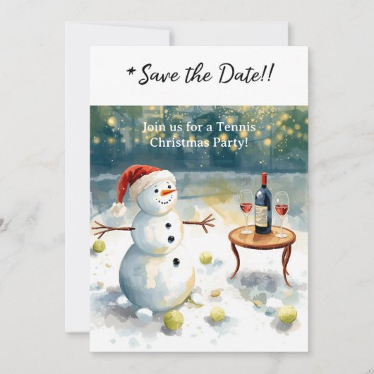 Tennis Christmas with Snowman  Kaart (Voorkant)