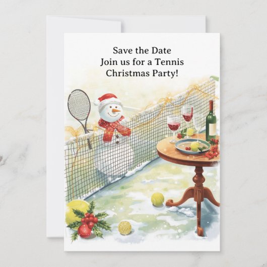 Tennis Christmas with Snowman  Kaart (Voorkant)