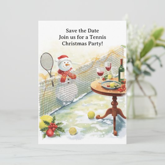 Tennis Christmas with Snowman  Kaart (Staand voorkant)