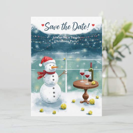 Tennis Christmas with Snowman  Kaart (Staand voorkant)