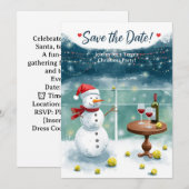 Tennis Christmas with Snowman  Kaart (Voorkant / Achterkant)