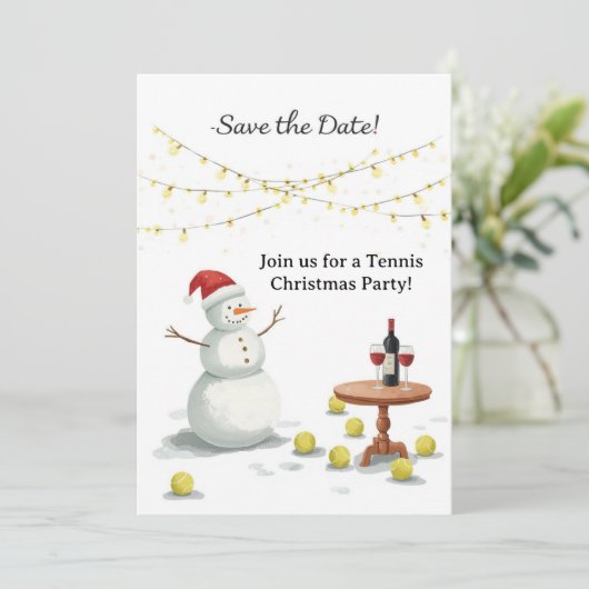 Tennis Christmas with Snowman  Kaart (Staand voorkant)