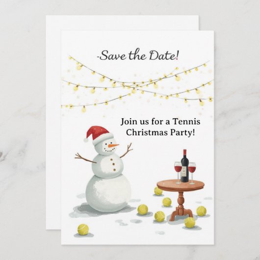 Tennis Christmas with Snowman  Kaart (Voorkant / Achterkant)