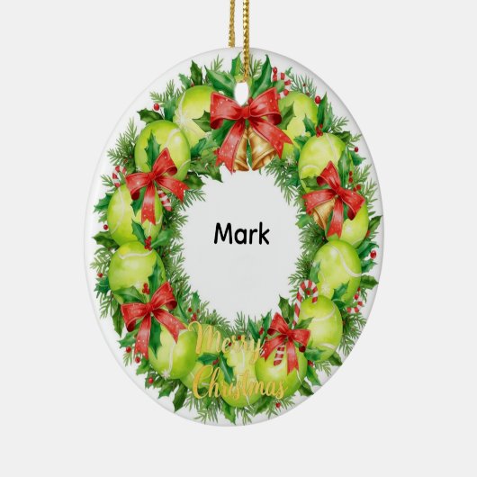 Tennis Christmas with tennis ball  Keramisch Ornament (Rechts)