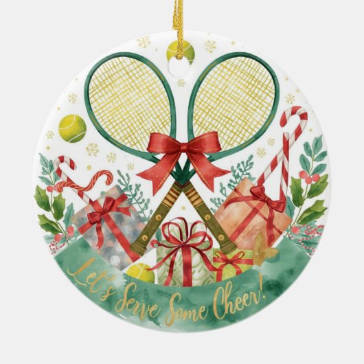 Tennis Christmas with tennis ball  Keramisch Ornament (Achterkant)
