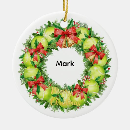 Tennis Christmas with tennis ball  Keramisch Ornament (Voorkant)