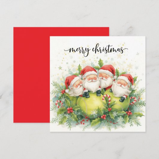 Tennis Christmas with tennis themed  Feestdagenkaart (Voorkant / Achterkant)