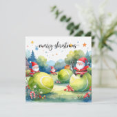 Tennis Christmas with tennis themed  Feestdagenkaart (Staand voorkant)