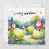 Tennis Christmas with tennis themed Feestdagenkaart (Voorkant)