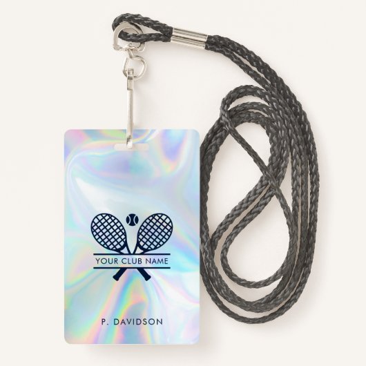 Tennis Club Holografisch Alle Access Pass Custom Badge (Voorkant met draagriem)